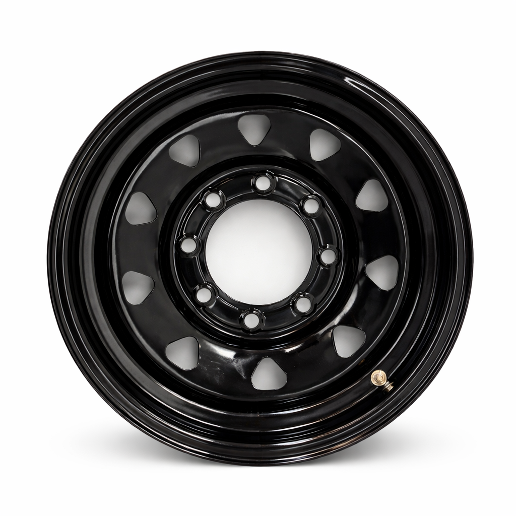 16" x 6" Black Mod Solid Steel Trailer Wheel (8 Lug)