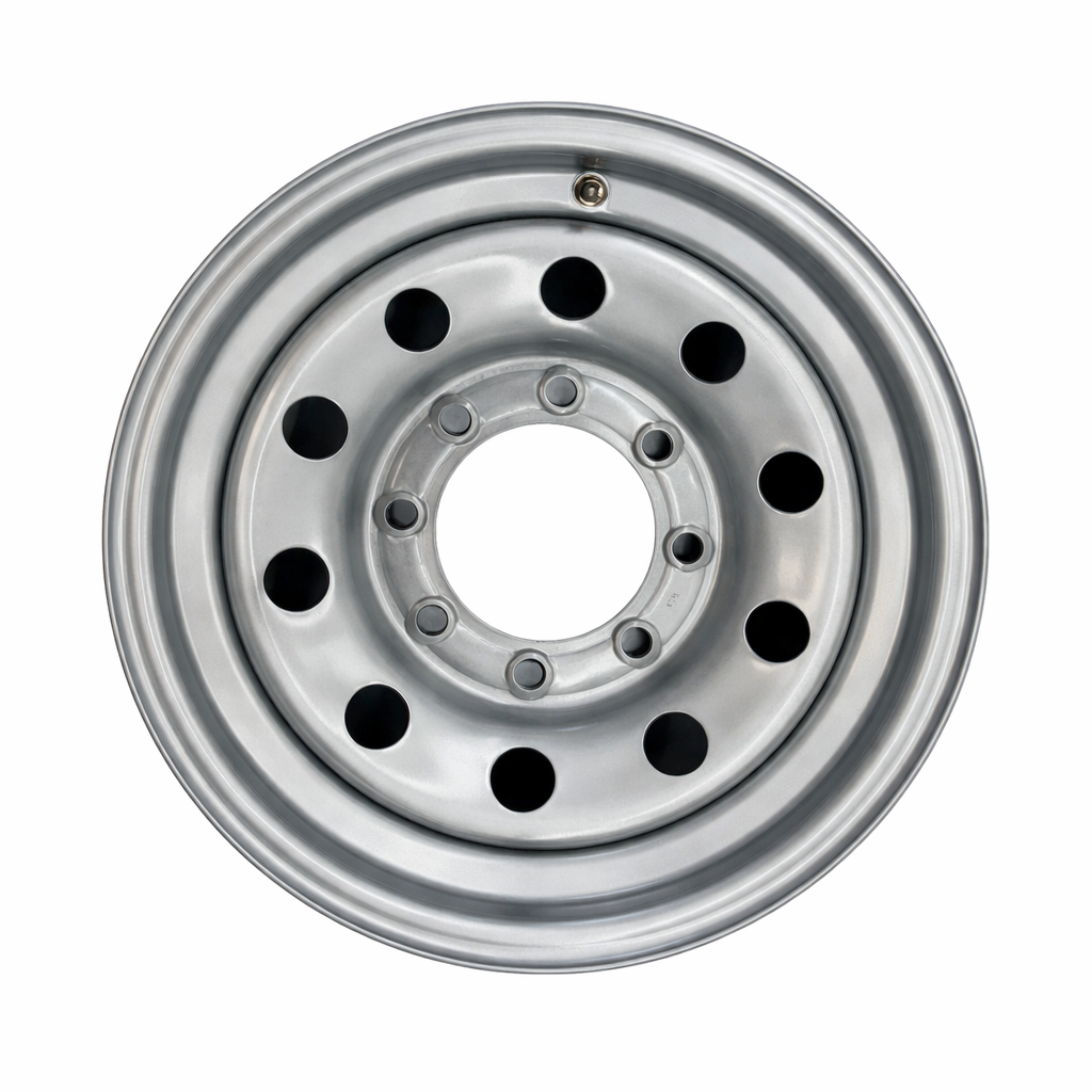 16" x 6" Silver Mod Solid Steel Trailer Wheel (8 Lug)