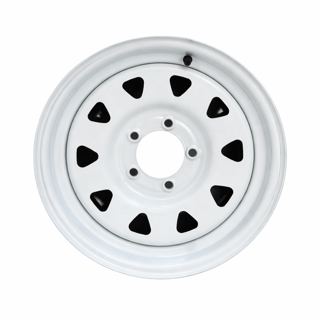 15" x 5" White Mod Solid Steel Trailer Wheel (5 Lug)